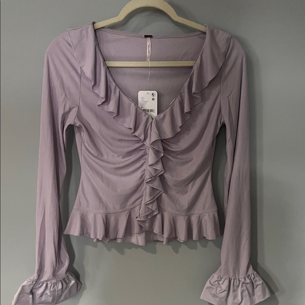 Free People Light Purple Ruffle Blouse - Picture 3 of 6
